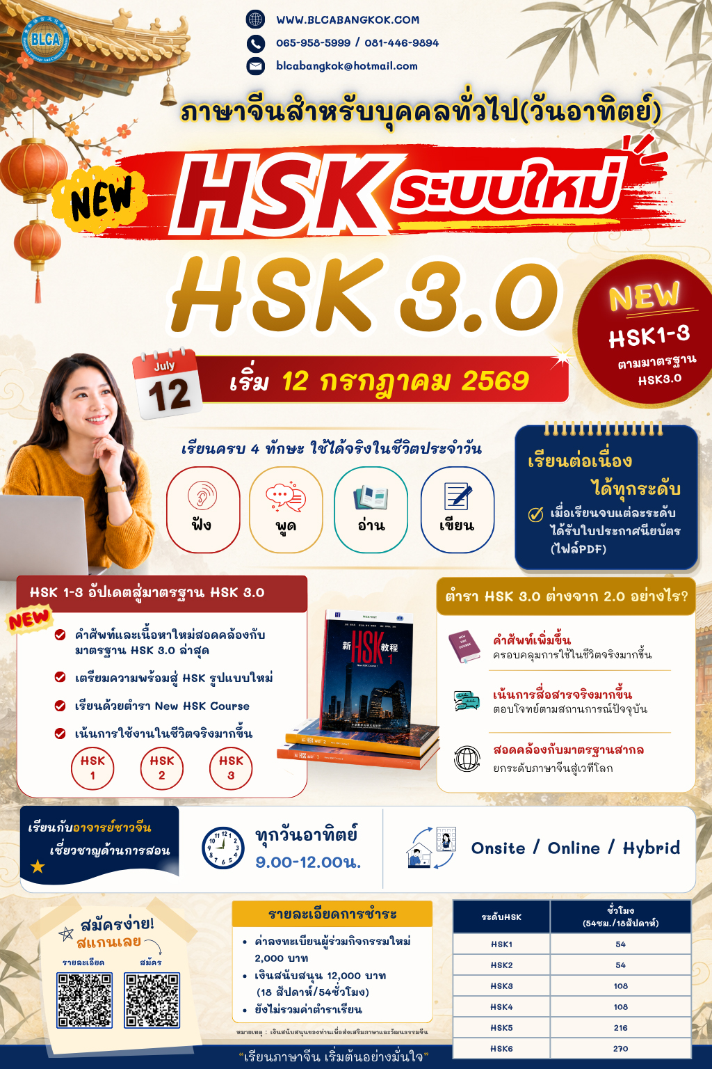 หลักสูตรภาษาจีนสำหรับบุคคลทั่วไป (วันอาทิตย์)